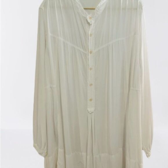 CP Shades White Linen Henley Dress Timeless Elegance - Picture 2 of 6